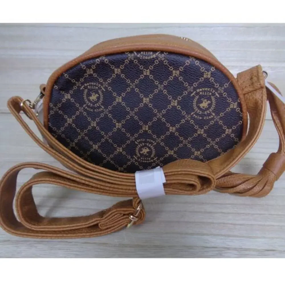 Beverly Hills Polo Club BHPC Brown Vegan‎ Leather Crossbody Purse